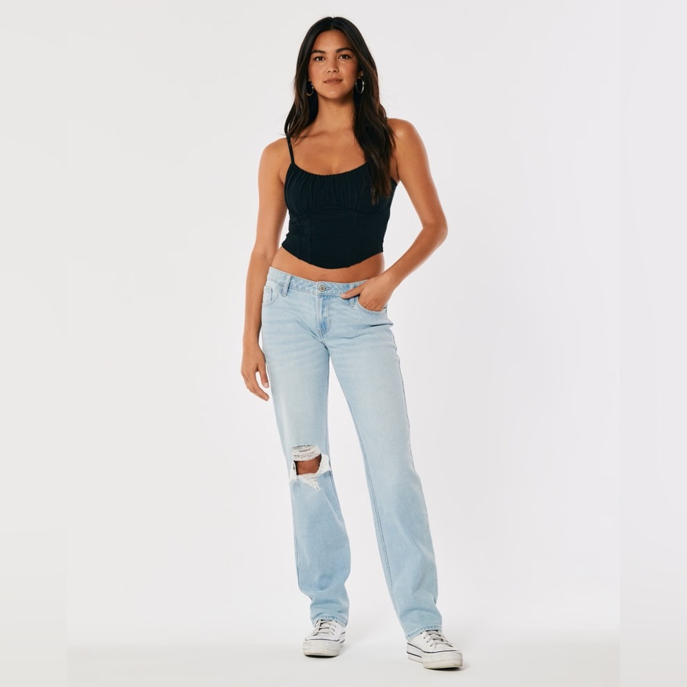 Hollister low rise 90s vintage straight stretch light wash jeans